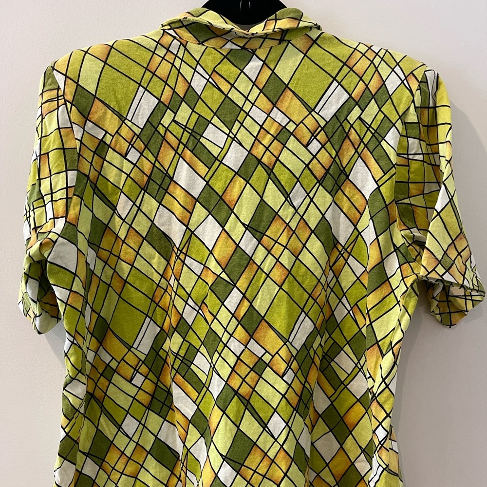 Vintage Abstract Square Block Patterned Shirt - image 4